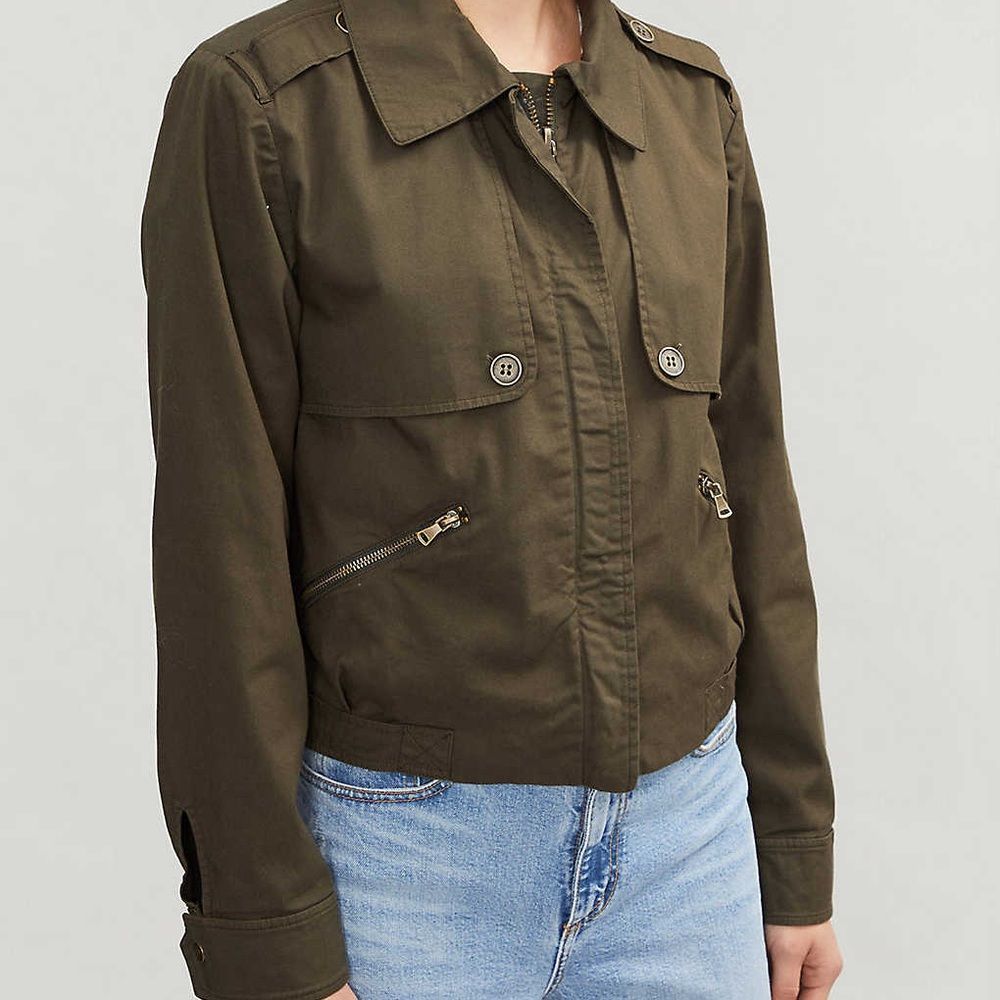 PAIGE Aubree Cropped ZIP-Front Green Jacket L NWT - Picture 5 of 11